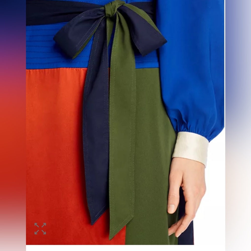 Tory Burch Vibrant Colorblock Midi Dress - Orange, Blue, Green - Picture 3 of 6